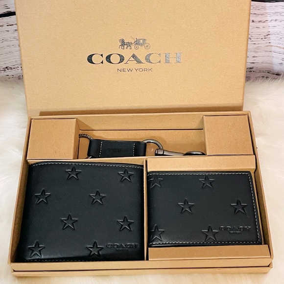 New in box Men’s Coach 3 in 1 Wallet Gift Set with Star Print. - Picture 2 of 12